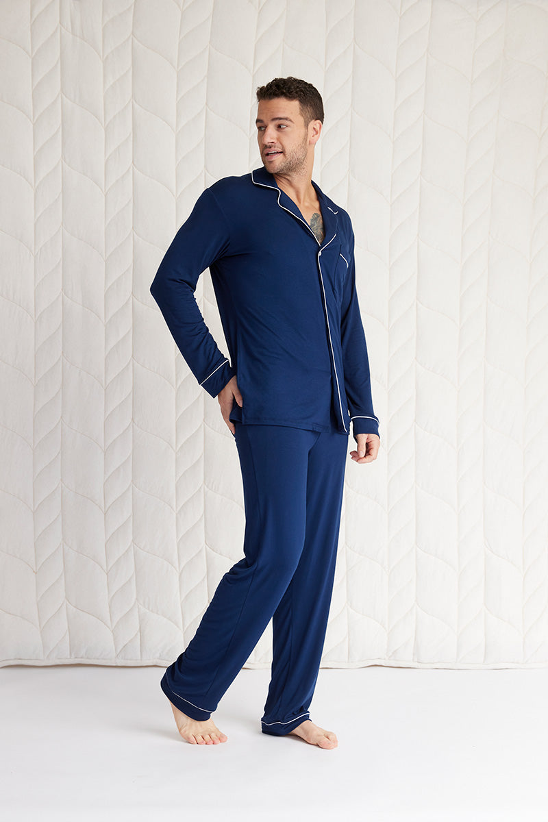 Mens button down pajamas sale