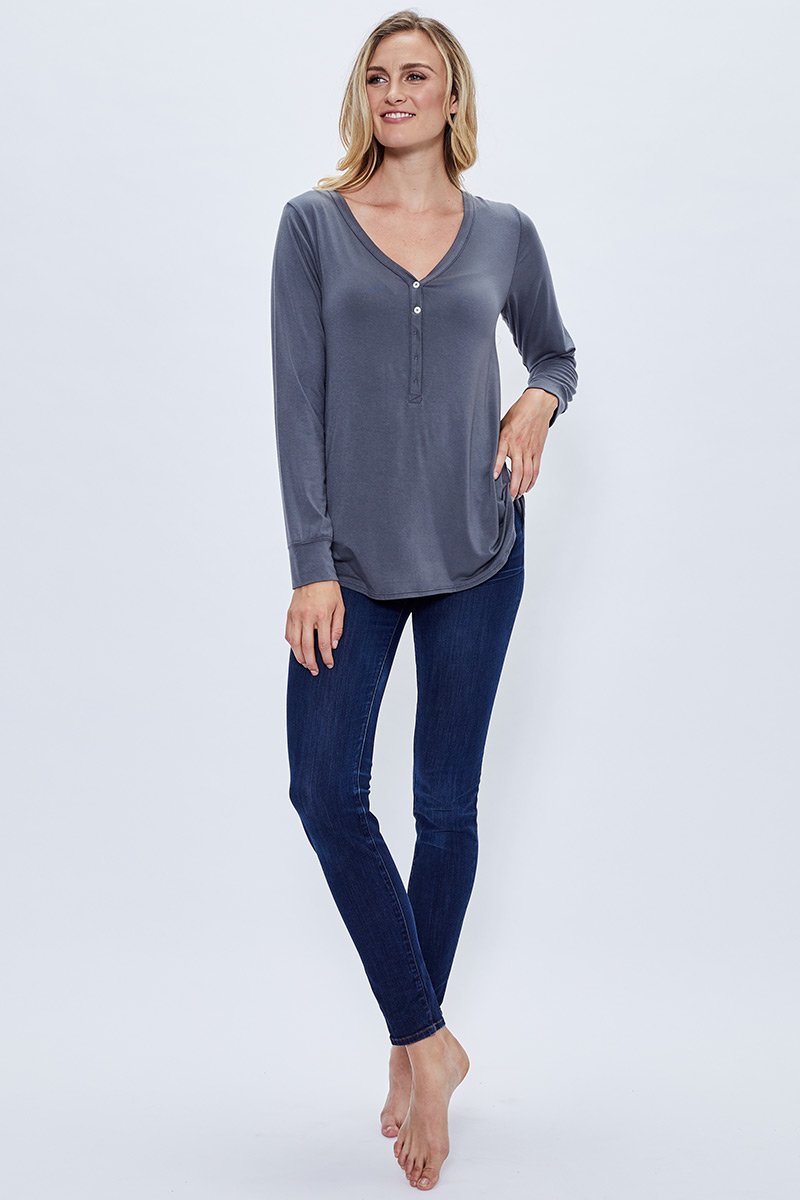 Womens Bamboo Henley Top  Made in Canada - This is J
