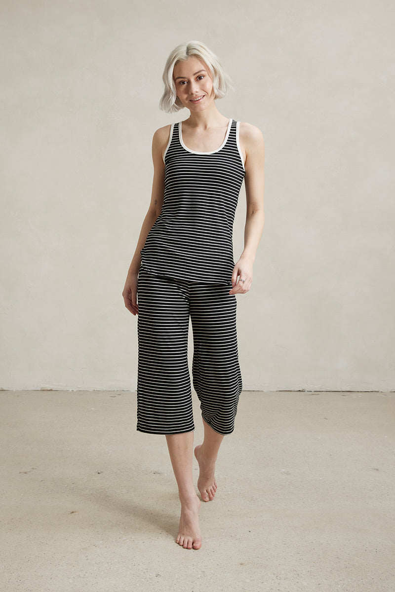 Women's Bamboo Viscose Pajama Set - Racerback Tank & Capri Pants, Sleeveless