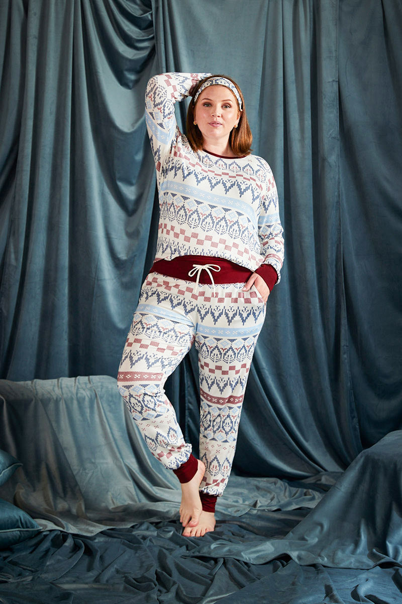 Pillow Talk Women's Jogger Pajama Pants Set with Pockets-Tie Dye and Stars-  Medium 