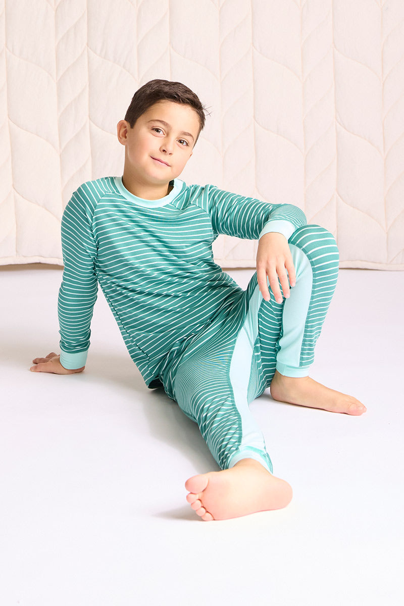 Ezra is wearing a size 7/8