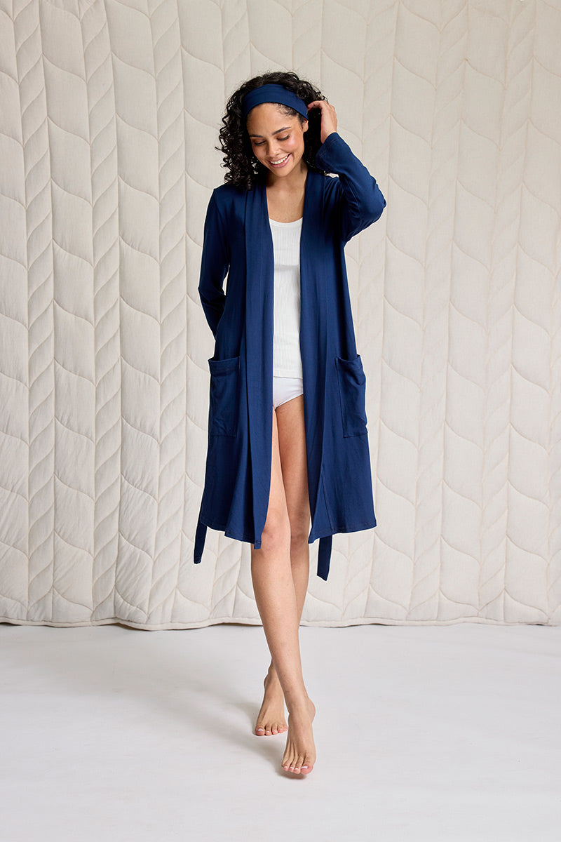 Currant Bamboo Robe Bamboo Robe - Dark Navy - PJ Robe