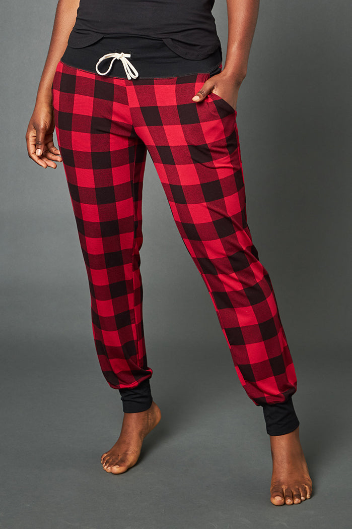 Grianlook Women Loose Christmas Pajama Pants Xmas Straight Leg Lounge Pant  Party Plaid Pj Bottoms Red Child 6-7Y