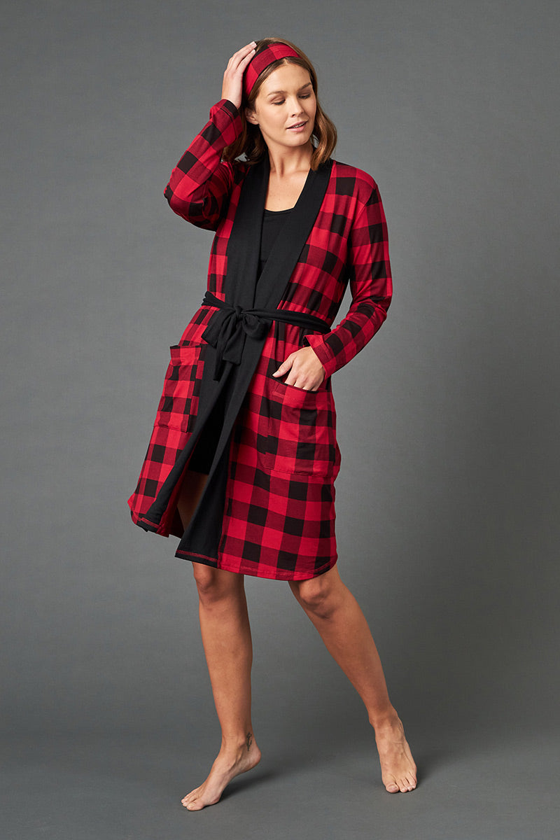 Bamboo Robe - Red Plaid - PJ Robe